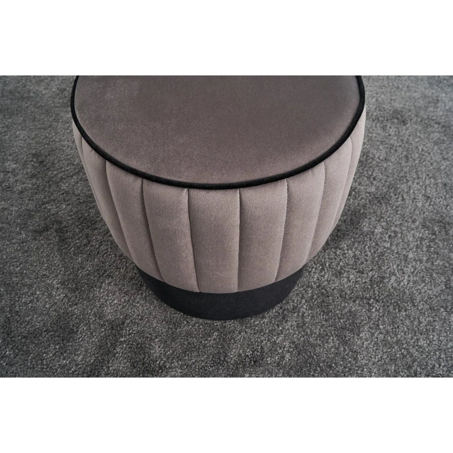 Twilla Velvet Pouffe In Pearl And Davy Grey Colour - Febonic Living