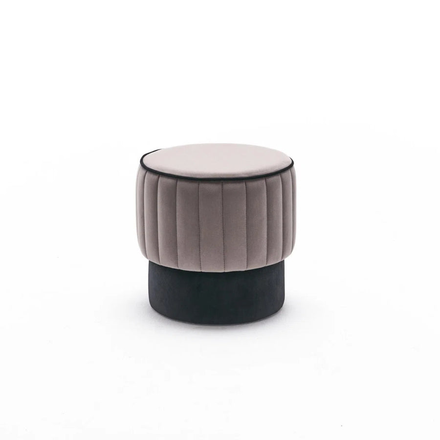 Twilla Velvet Pouffe In Pearl And Davy Grey Colour - Febonic Living