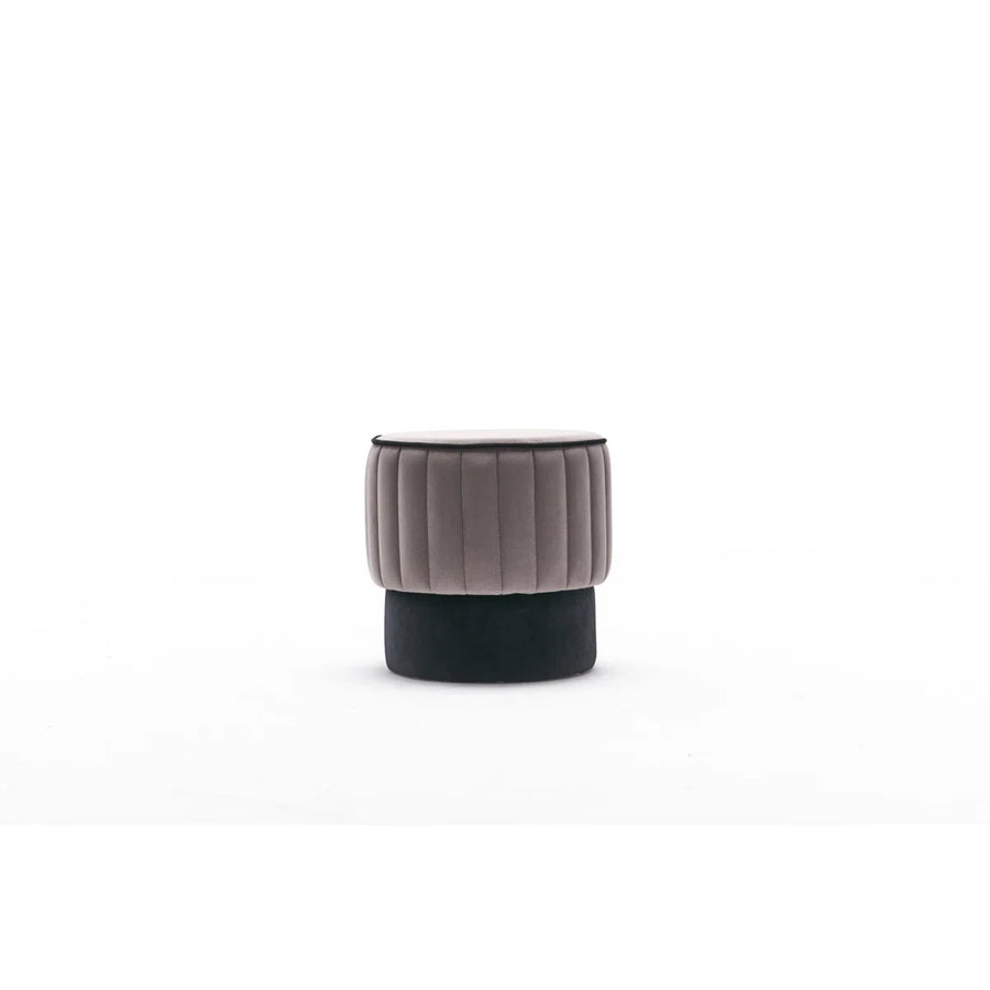 Twilla Velvet Pouffe In Pearl And Davy Grey Colour - Febonic Living