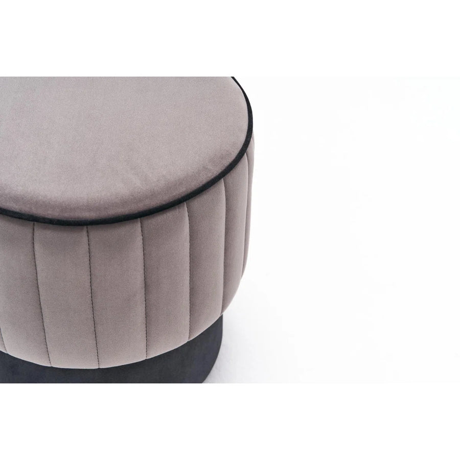 Twilla Velvet Pouffe In Pearl And Davy Grey Colour - Febonic Living