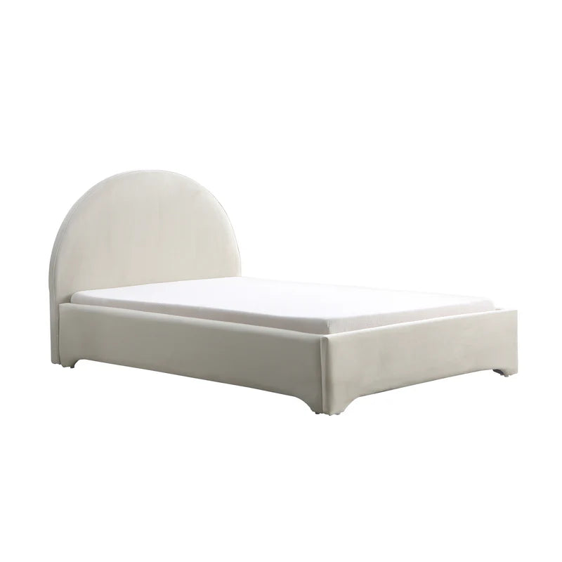 Umma Velvet Upholstered Single Size Bed In Camel Beige Colour - Febonic Living