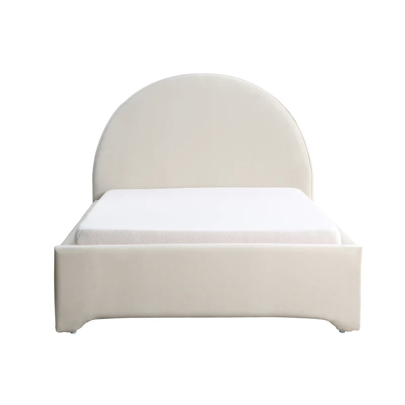 Umma Velvet Upholstered Single Size Bed In Camel Beige Colour - Febonic Living
