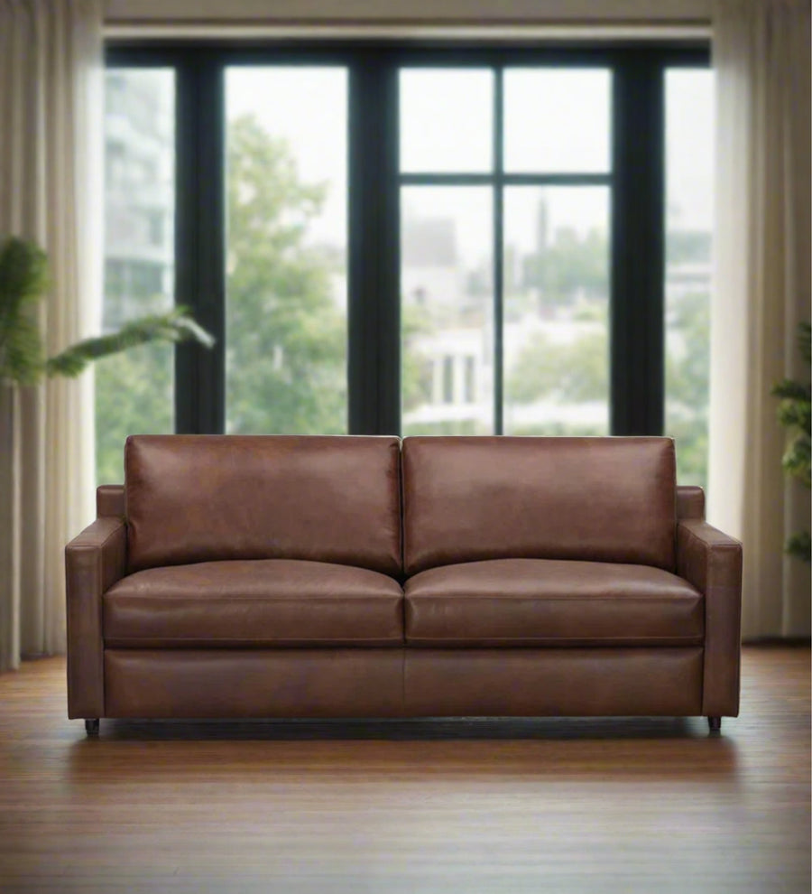 Belgrade 3 Seater Leatherette Sofa - Clay Brown by Febonic Living