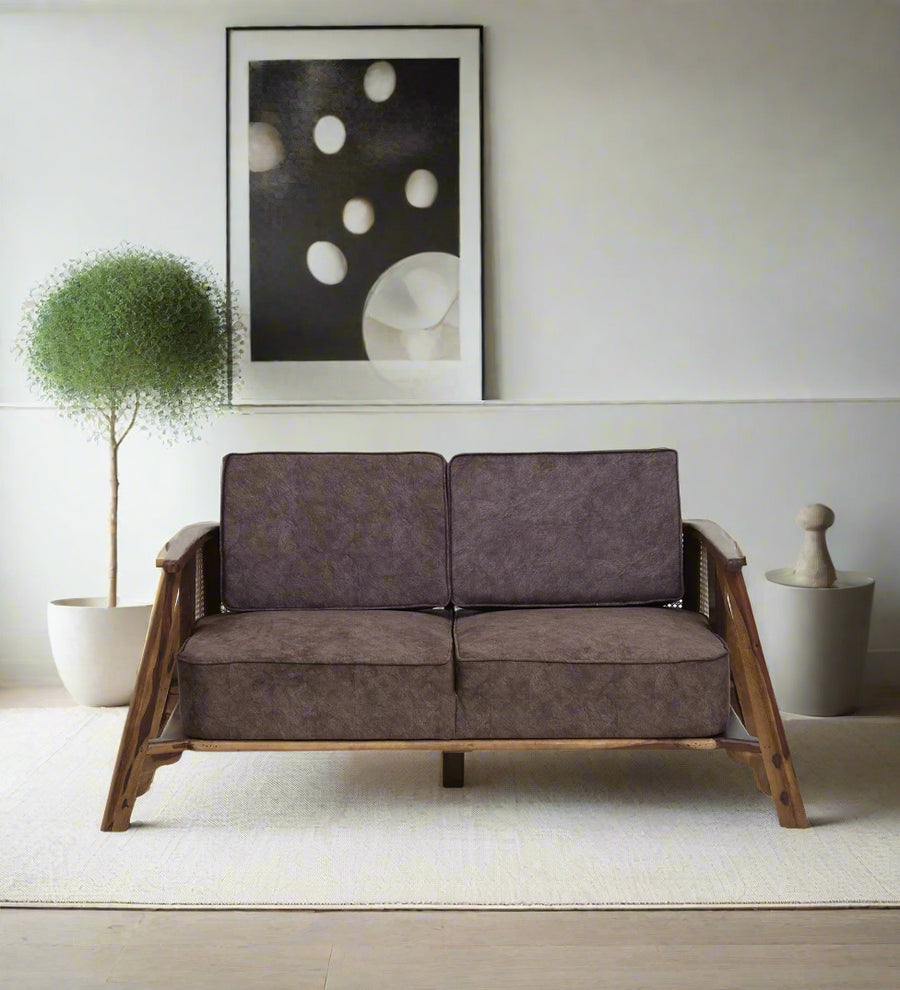Milini Sheesham Wood 2 Seater Sofa In Brown Colour - Febonic Living