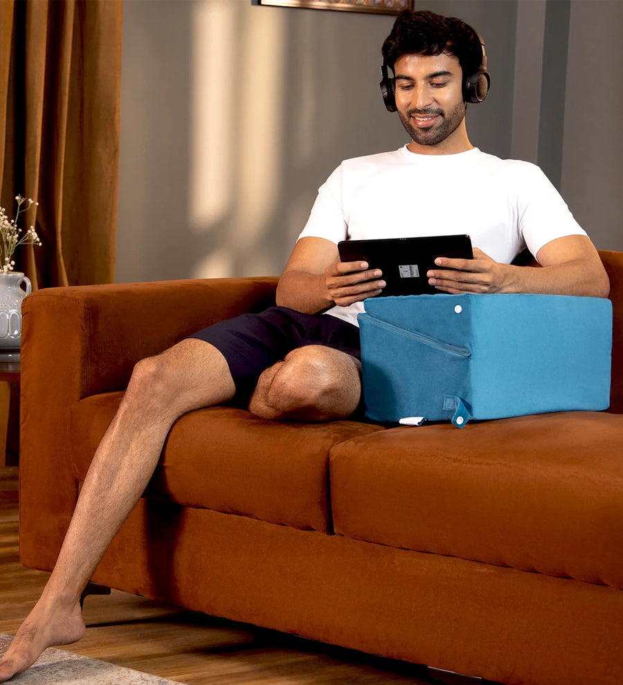 Clover  Dual Type Wegde Pillows Velvet - Aqua Blue by Febonic Living