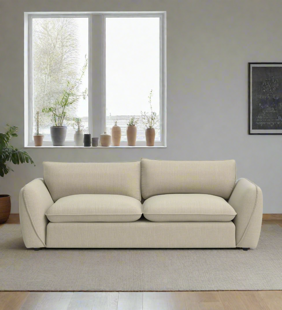 Tony 3 Seater Fabric Sofa - Beige by Febonic Living