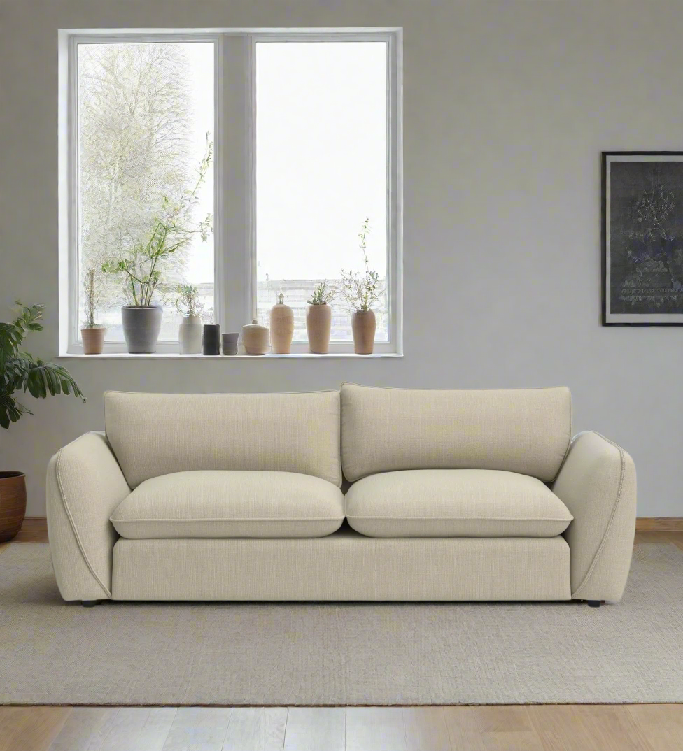 Tony Fabric 3 Seater Sofa in Beige Colour
