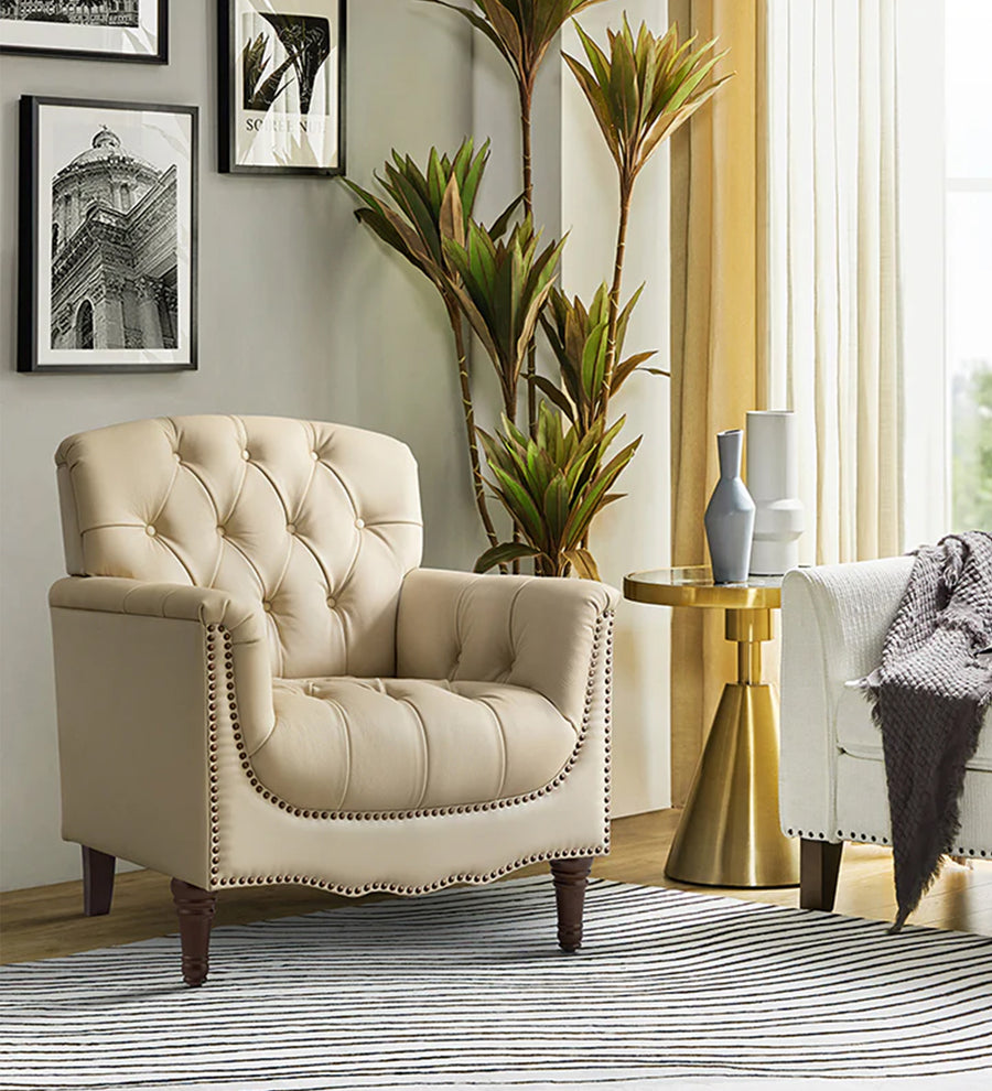 Bama Leatherette Arm Chair - Corn Beige by Febonic Living