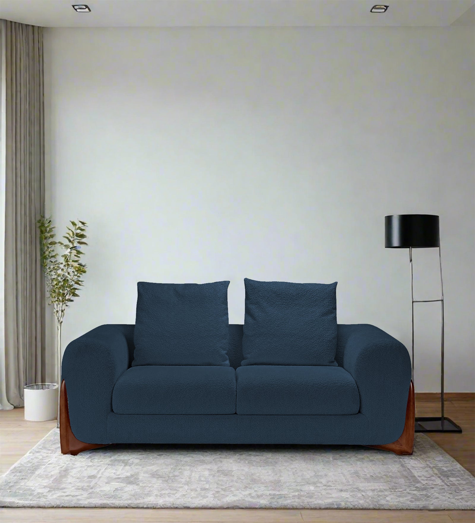Boko Boucle 2 Seater Sofa In Classic Blue Colour - Febonic Living