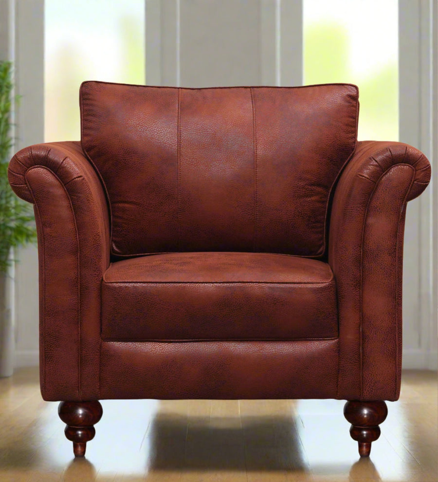 Fardy  1 Seater Leatherette Sofa - Red Maroon by Febonic Living