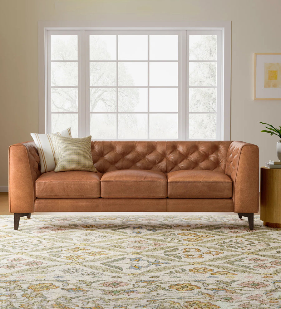 Fappy 3 Seater Leatherette Sofa - Cinnamon Brown by Febonic Living