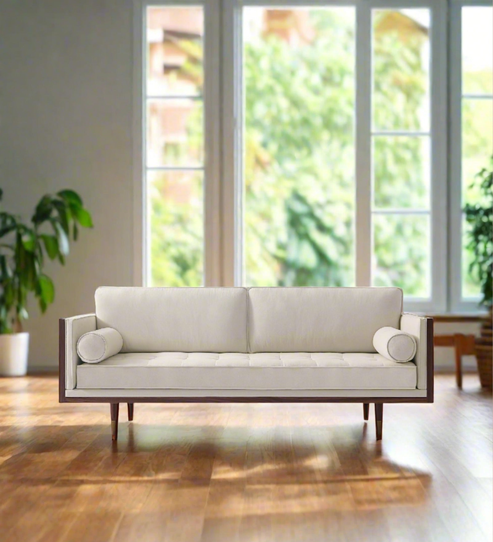 Bucky Fabric 3 Seater Sofa In Ivory Cream Colour