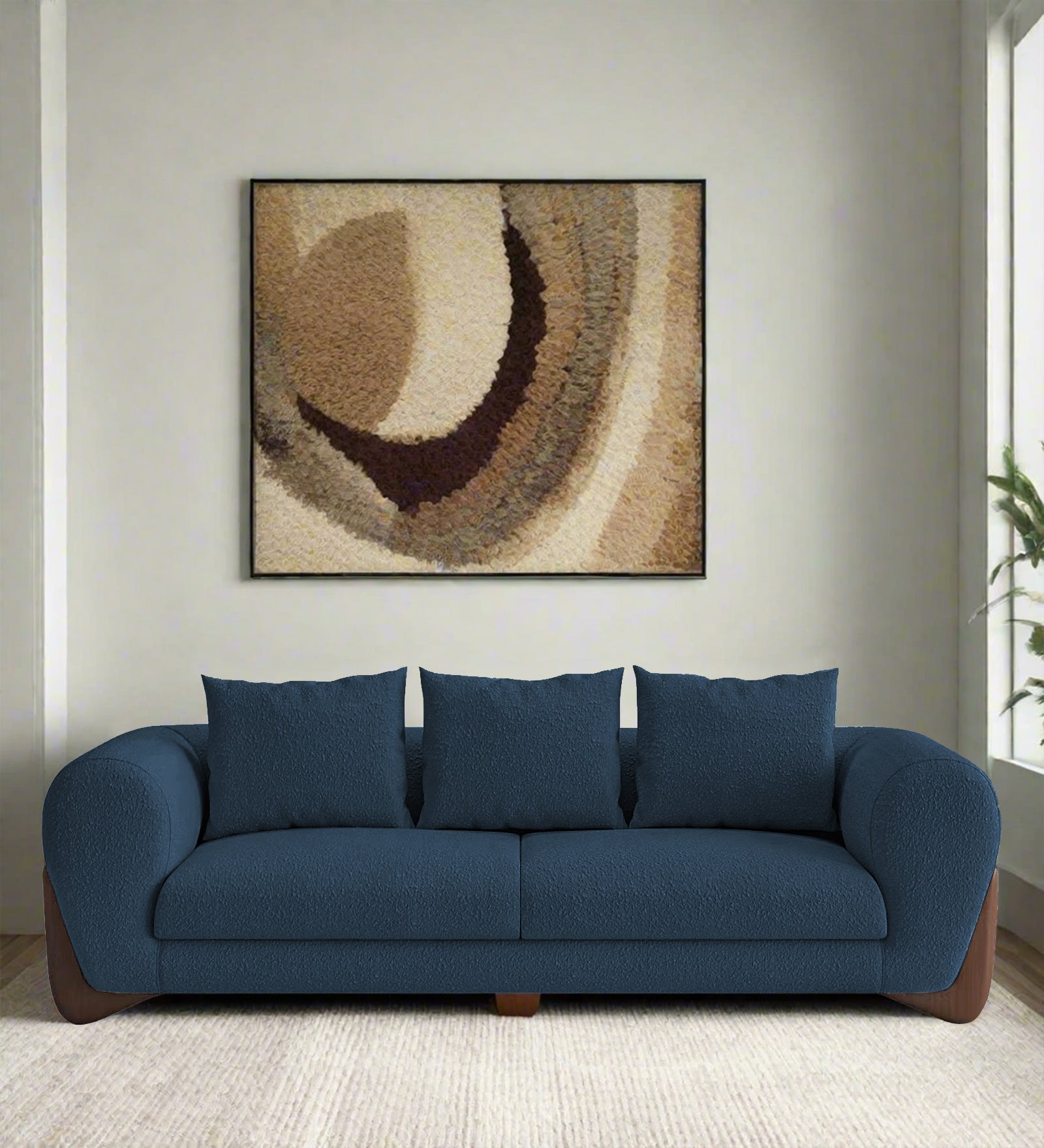 Boko Boucle 3 Seater Sofa In Classic Blue Colour - Febonic Living
