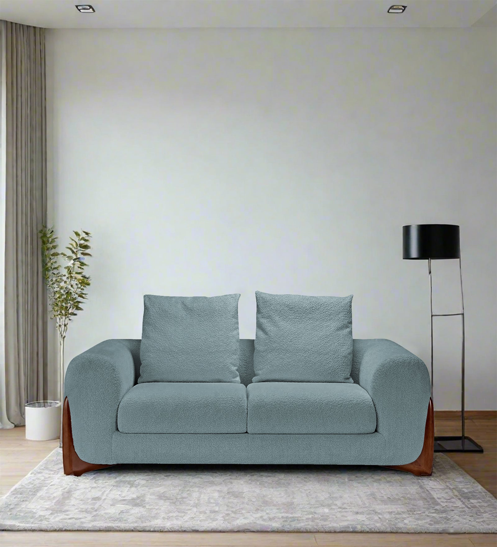 Boko Boucle 2 Seater Sofa In Stormy Blue Colour - Febonic Living