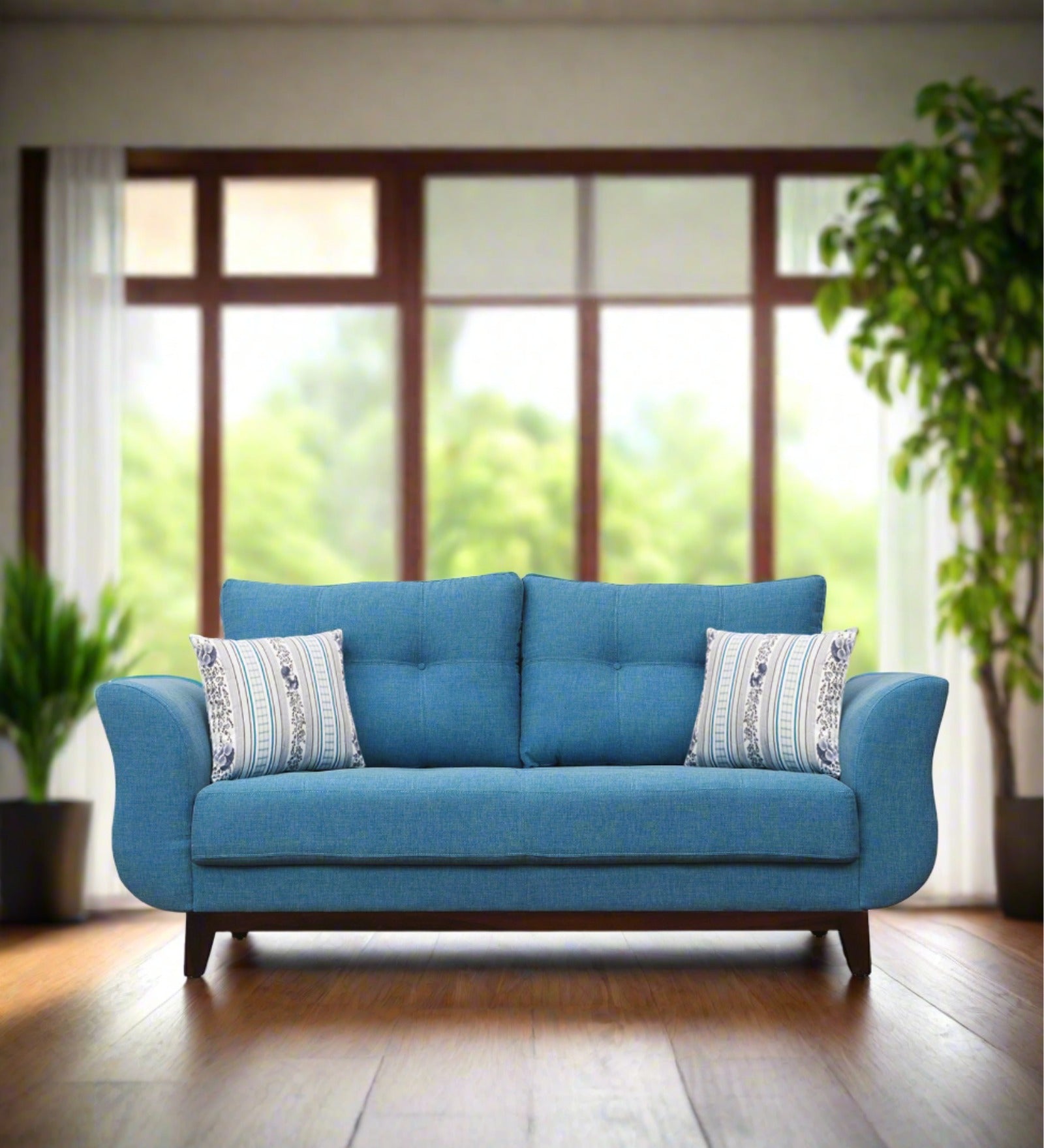 Bola Fabric 3 Seater Sofa In Denim Blue Colour