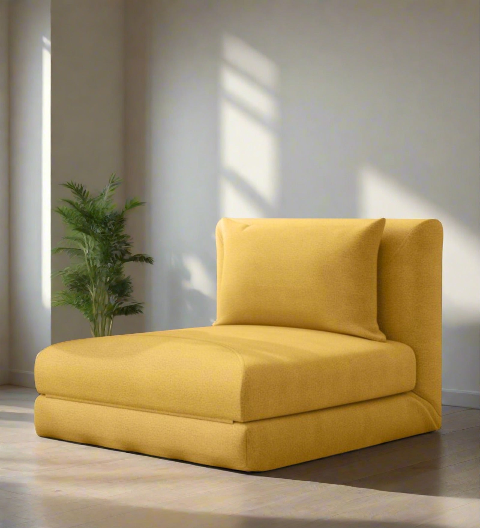 Dorry Fabric Convertible Accent Chair In Bold Yellow Colour