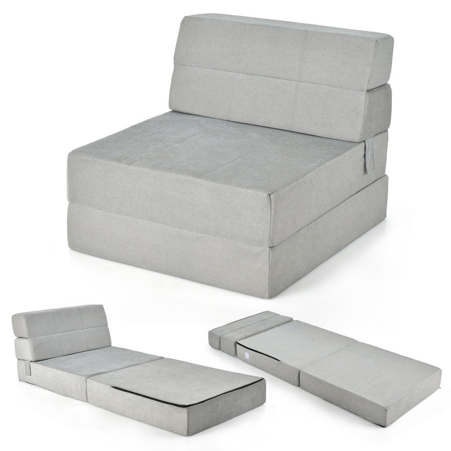 Canvey Fabric 1 Seater Foldable Sofa Bed In Lit Grey Colour - Febonic Living
