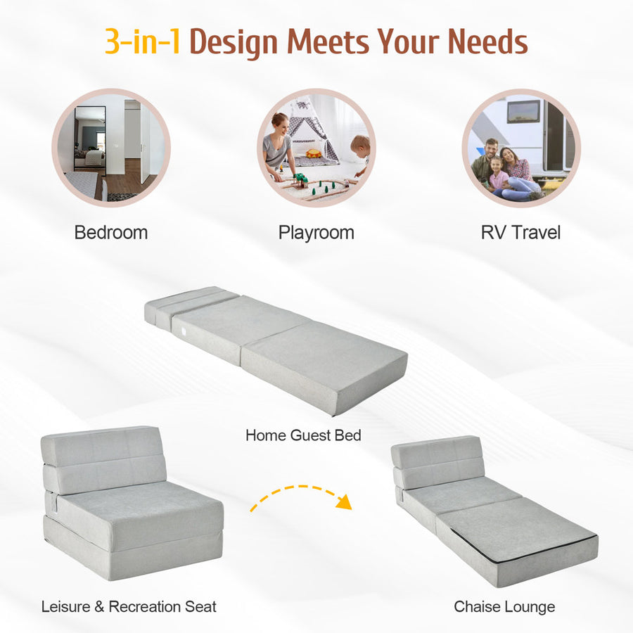 Canvey Fabric 1 Seater Foldable Sofa Bed In Lit Grey Colour - Febonic Living