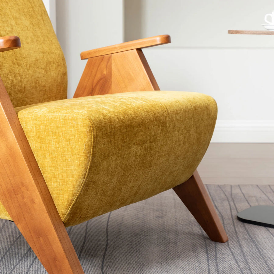 Stow Fabric Arm Chair In Bold Yellow Colour Set Of 2 - Febonic Living