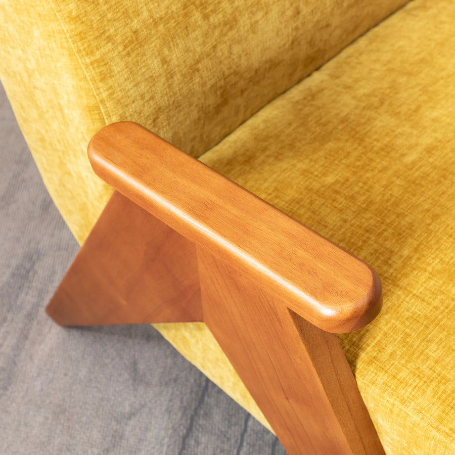 Stow Fabric Arm Chair In Bold Yellow Colour Set Of 2 - Febonic Living