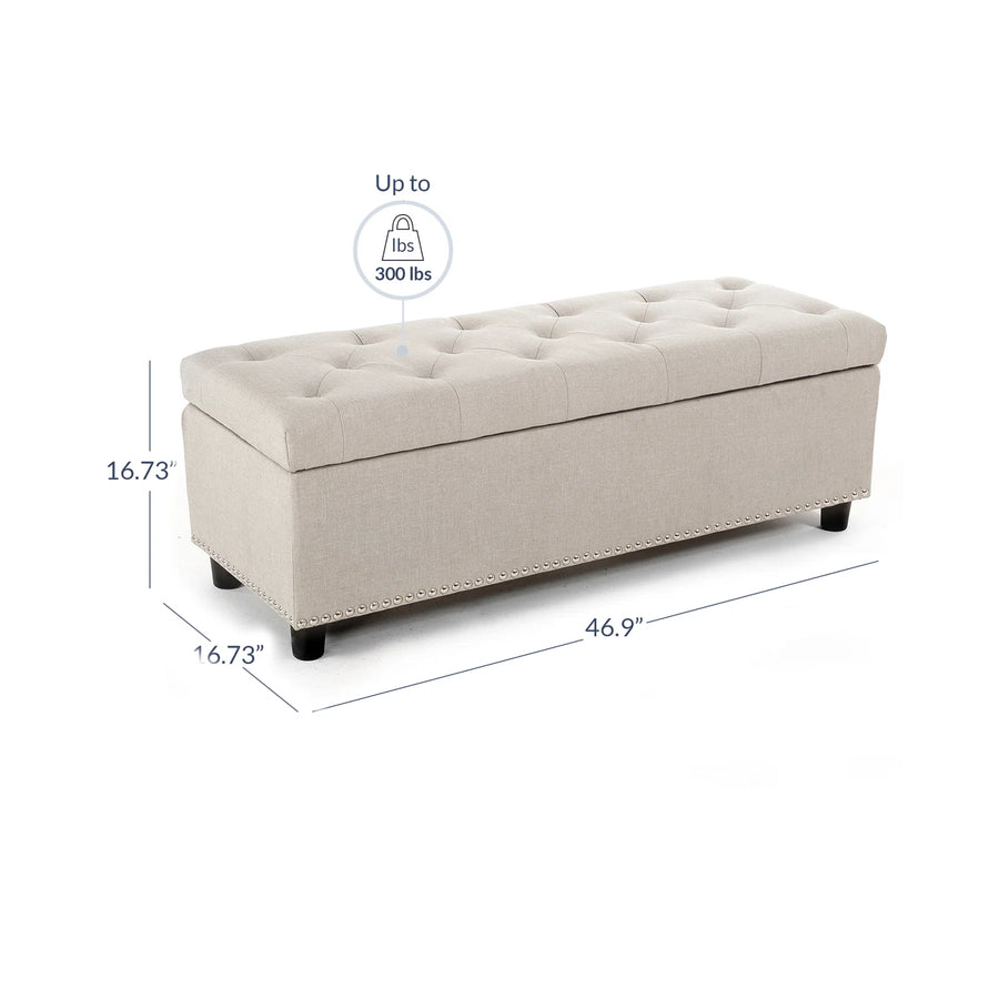 Cotty Fabric Storage Bench In Ash Grey Colour - Febonic Living