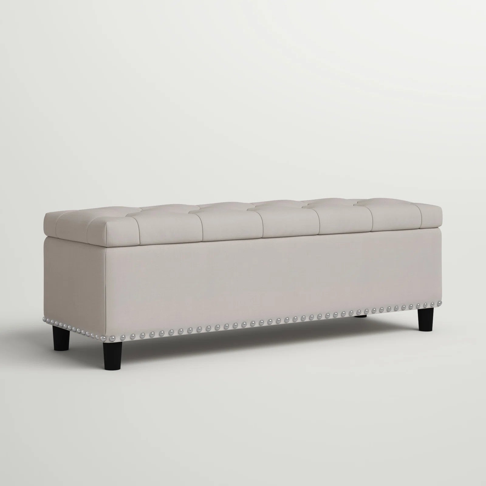 Cotty Fabric Ottoman In Ash Grey Colour With Storage