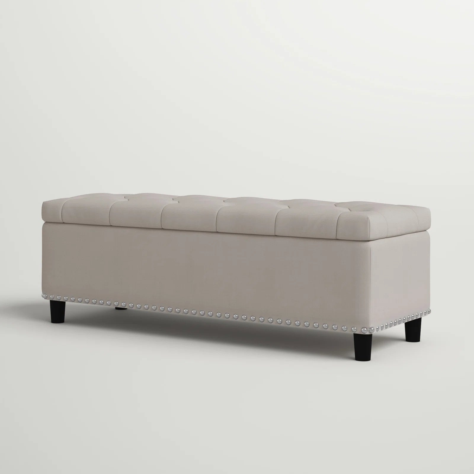 Cotty Fabric Ottoman In Ash Grey Colour With Storage