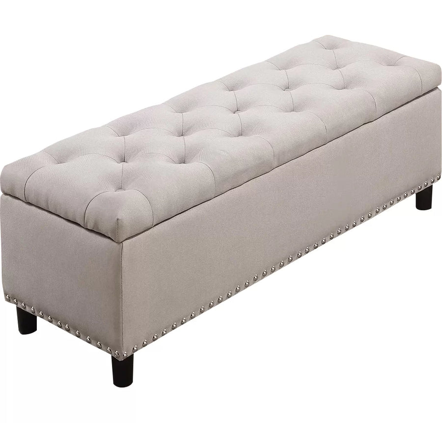 Cotty Fabric Storage Bench In Ash Grey Colour - Febonic Living