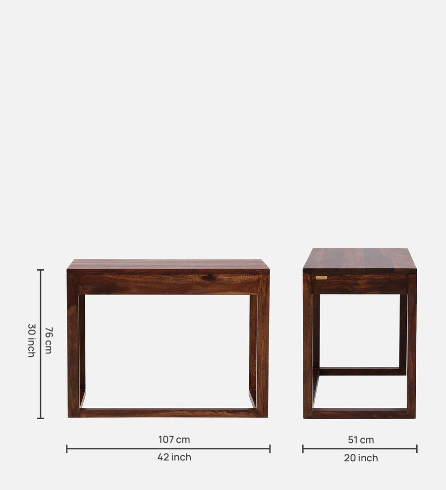 Uran Sheesham Wood Writing Table With Scratch Resistant In Provincial Teak Finish - Febonic Living