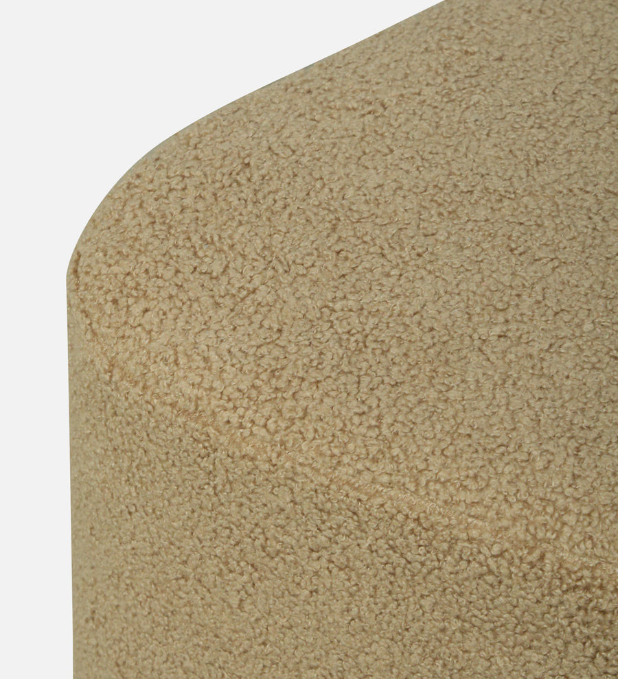 Veeba Boucle Fabric Pouffe In Mushroom Beige Colour - Febonic Living