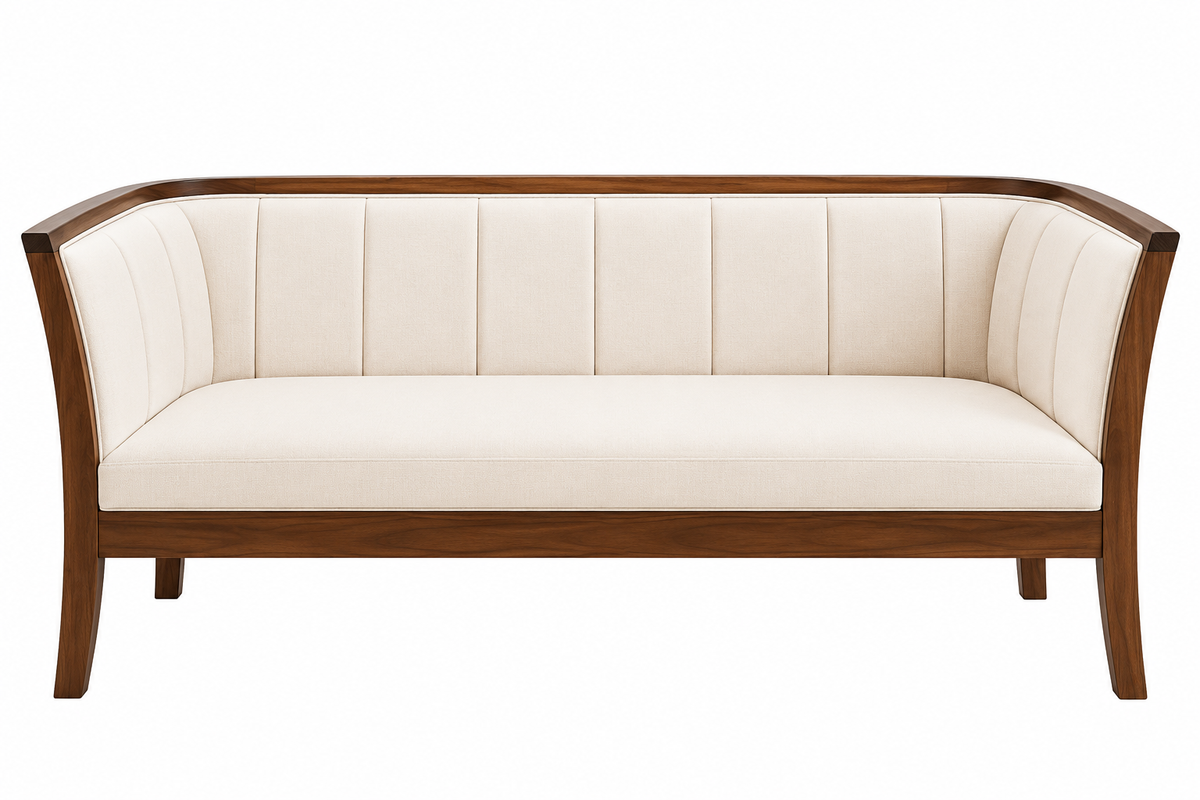 Veera Sheesham Wood 3 Seater Sofa In Beige