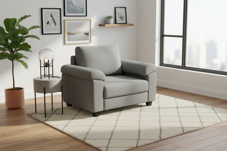 Vegas Fabric 1 Seater Sofa In Charcoal Grey Colour - Febonic Living