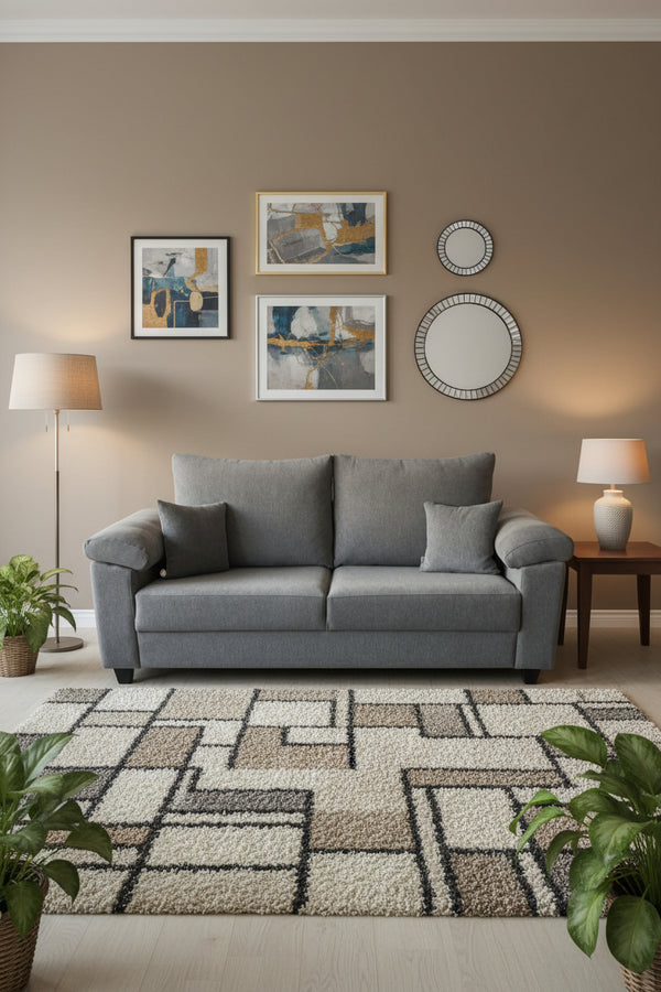 Vegas 3 Seater Fabric Sofa - Charcoal Grey