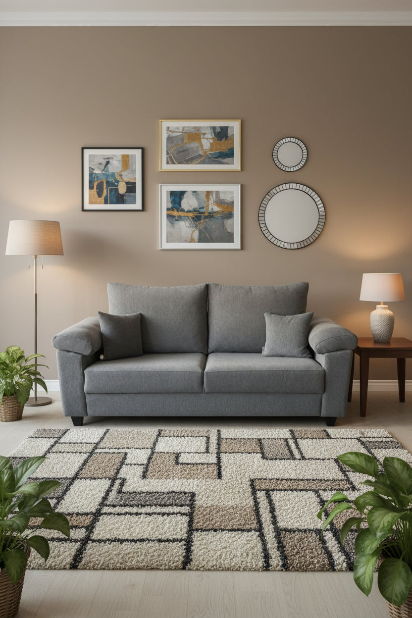 Vegas 3 Seater Fabric Sofa - Charcoal Grey by Febonic Living