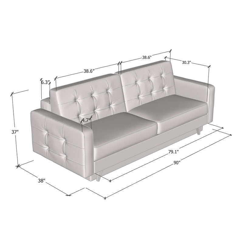 Hursty Velvet 3 Seater Pull Out Sofa Cum Bed In Mocha Brown Colour