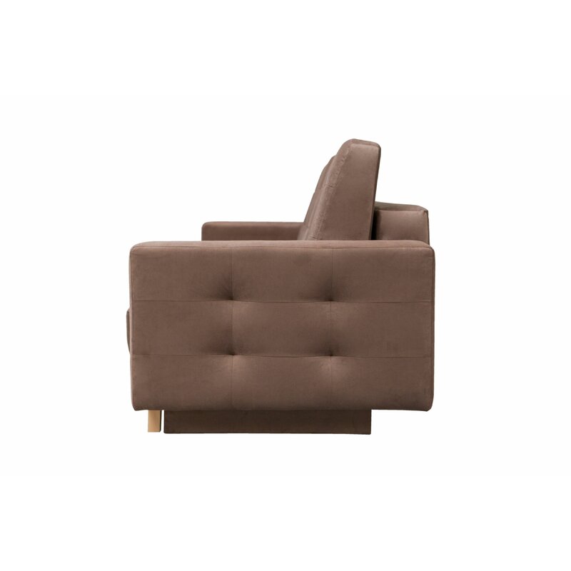 Hursty Velvet 3 Seater Pull Out Sofa Cum Bed In Mocha Brown Colour