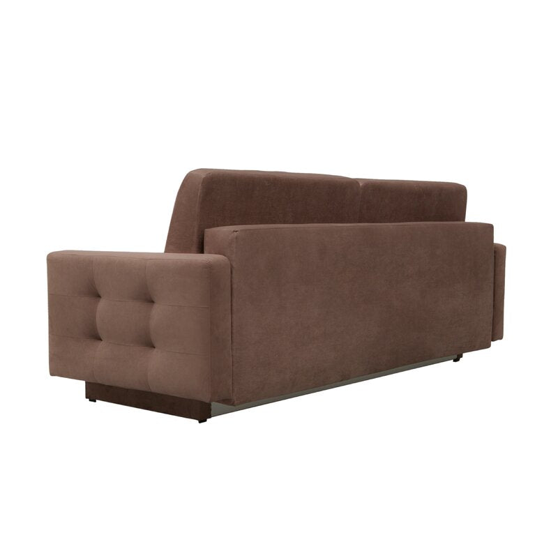 Hursty Velvet 3 Seater Pull Out Sofa Cum Bed In Mocha Brown Colour - Febonic Living