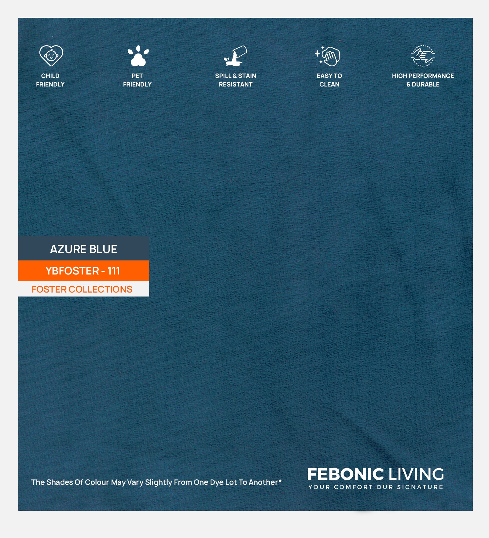 Velvet Foster Fabric Azure Blue 111 Code