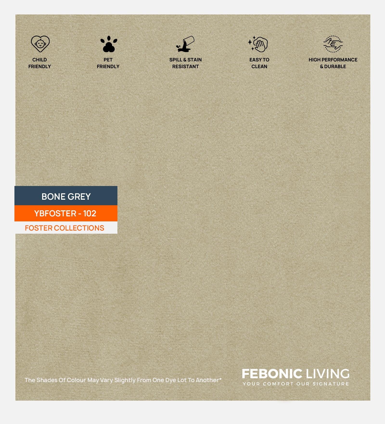 Velvet Foster Fabric Bone Grey 102 Code