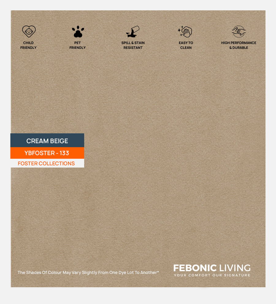 Velvet Foster Fabric Cream Beige 133 Code by Febonic Living