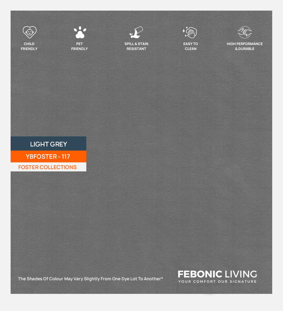 Velvet Foster Fabric Light Grey 117 Code by Febonic Living
