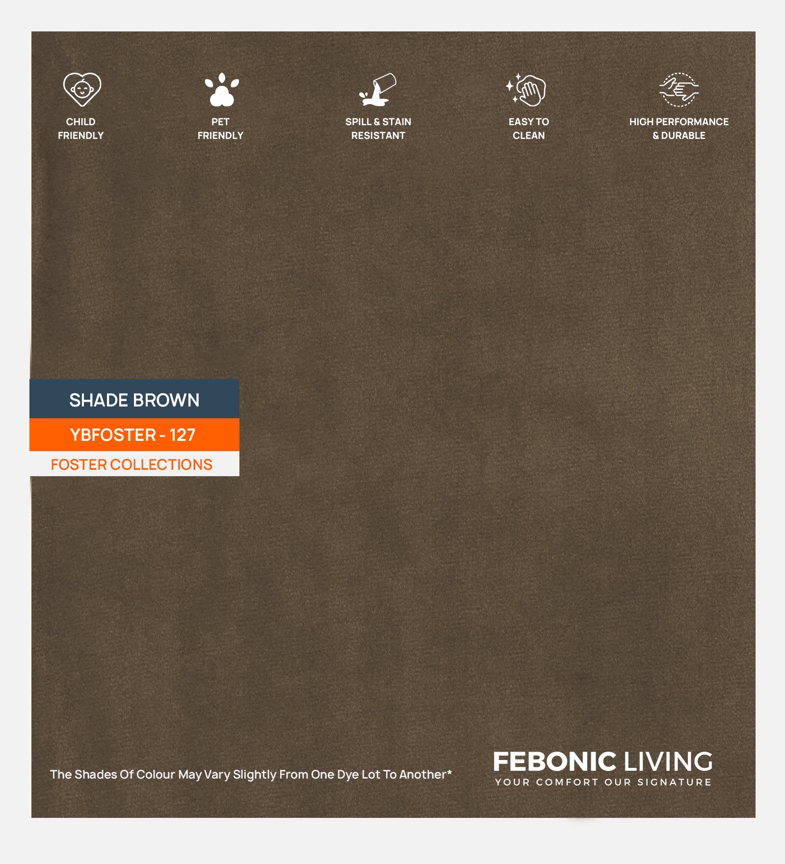 Velvet Foster Fabric Shade Brown 127 Code