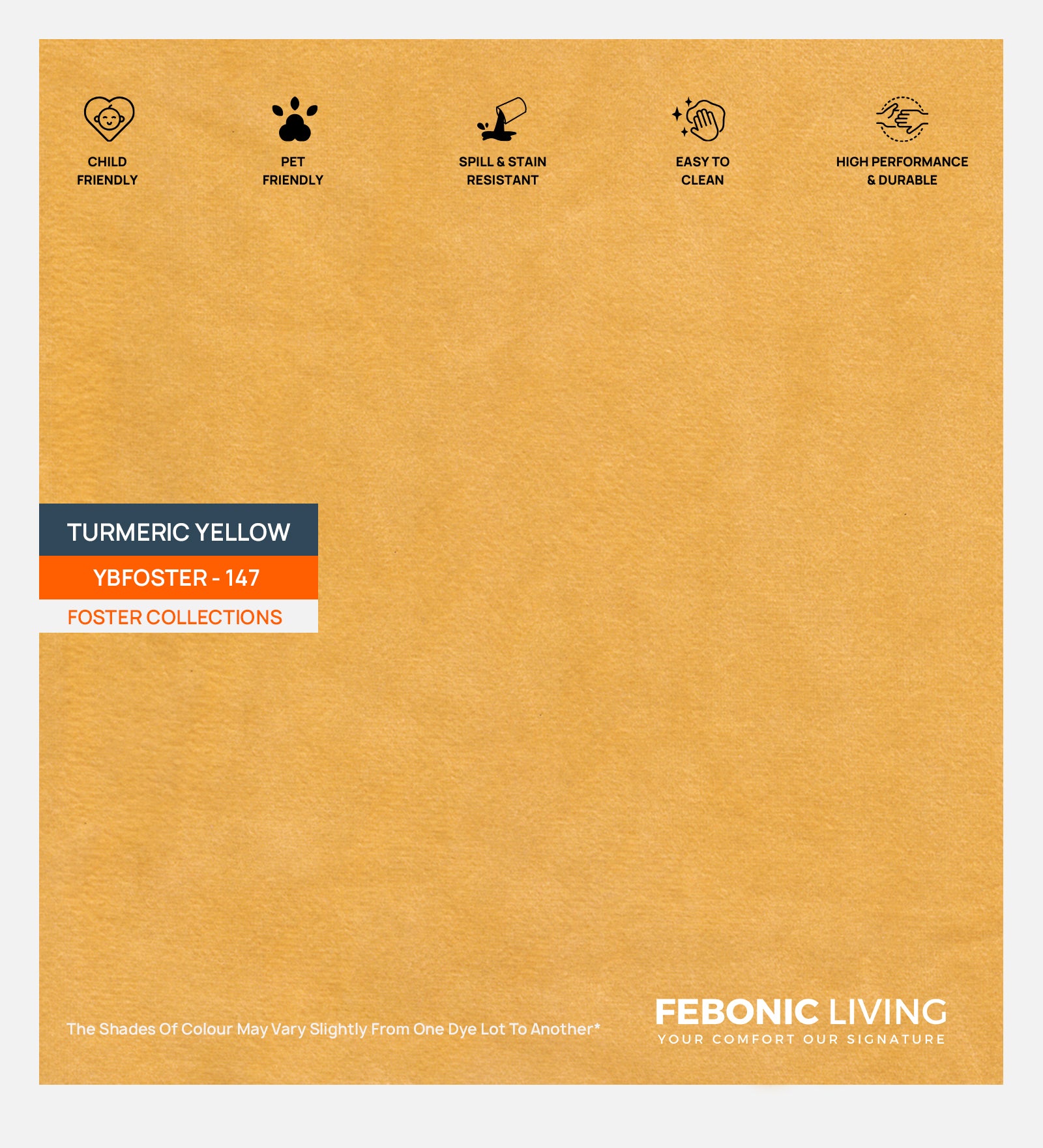 Velvet Foster Fabric Turmeric Yellow 147 Code