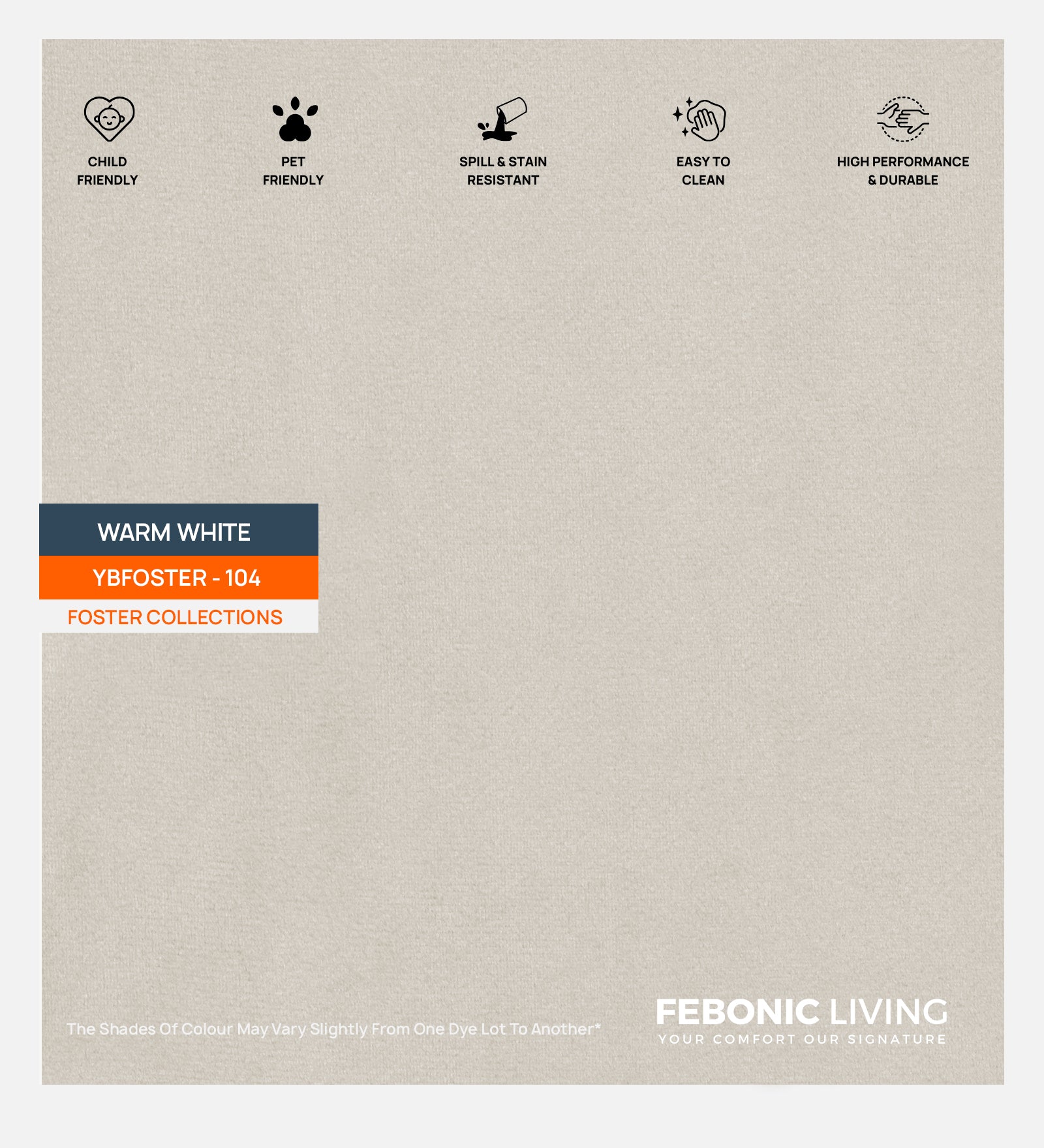 Velvet Foster Fabric Warm White 104 Code