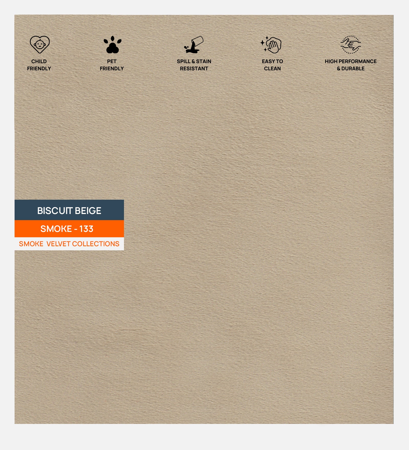 Velvet Smoke Fabric Biscuit Beige 133 Code
