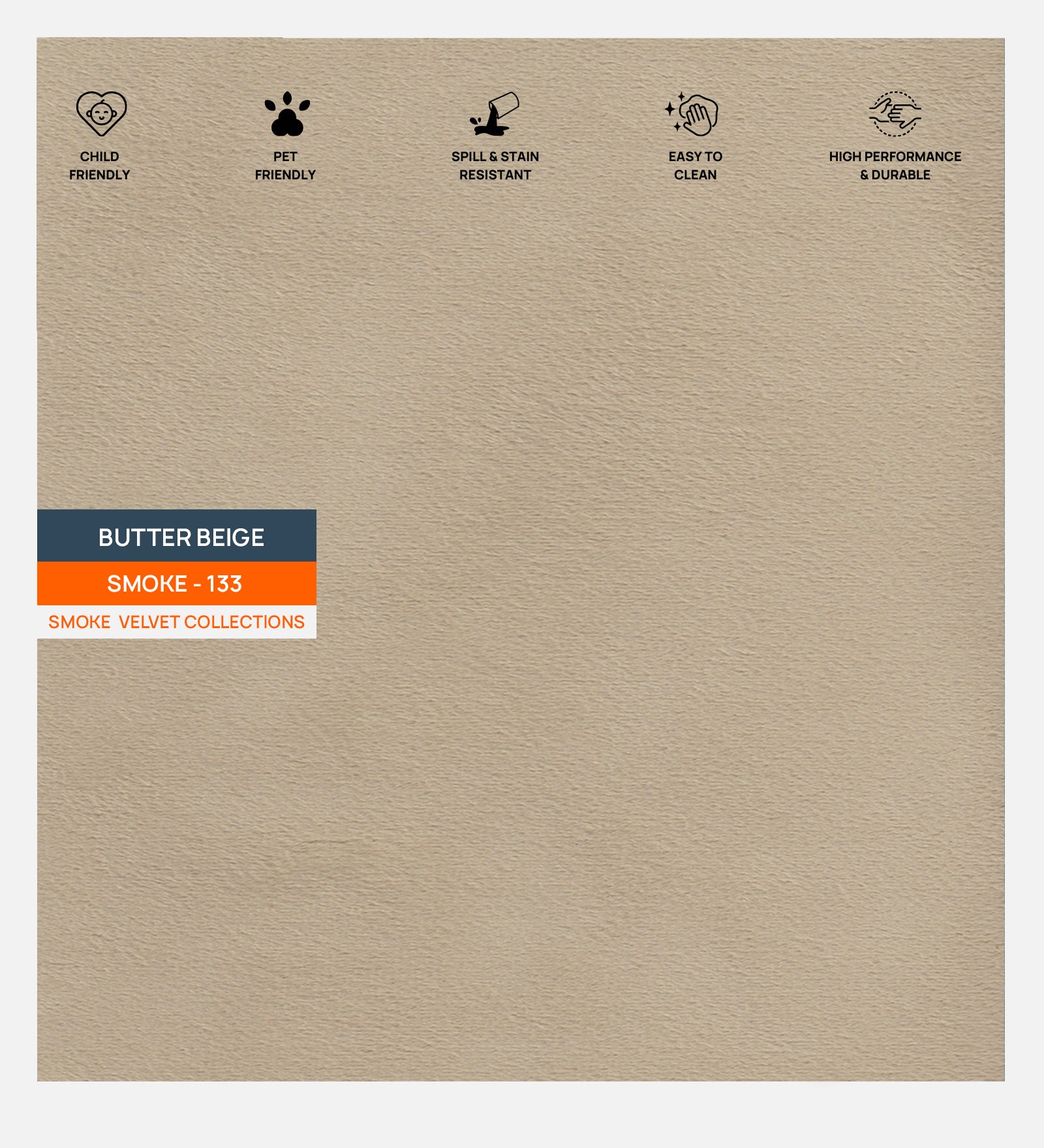 Velvet Smoke Fabric Butter Beige 133 Code