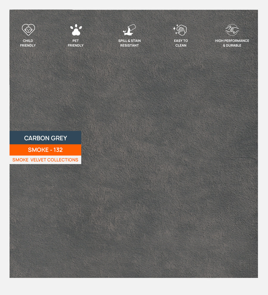 Velvet Smoke Fabric Carbon Grey 132 Code by Febonic Living