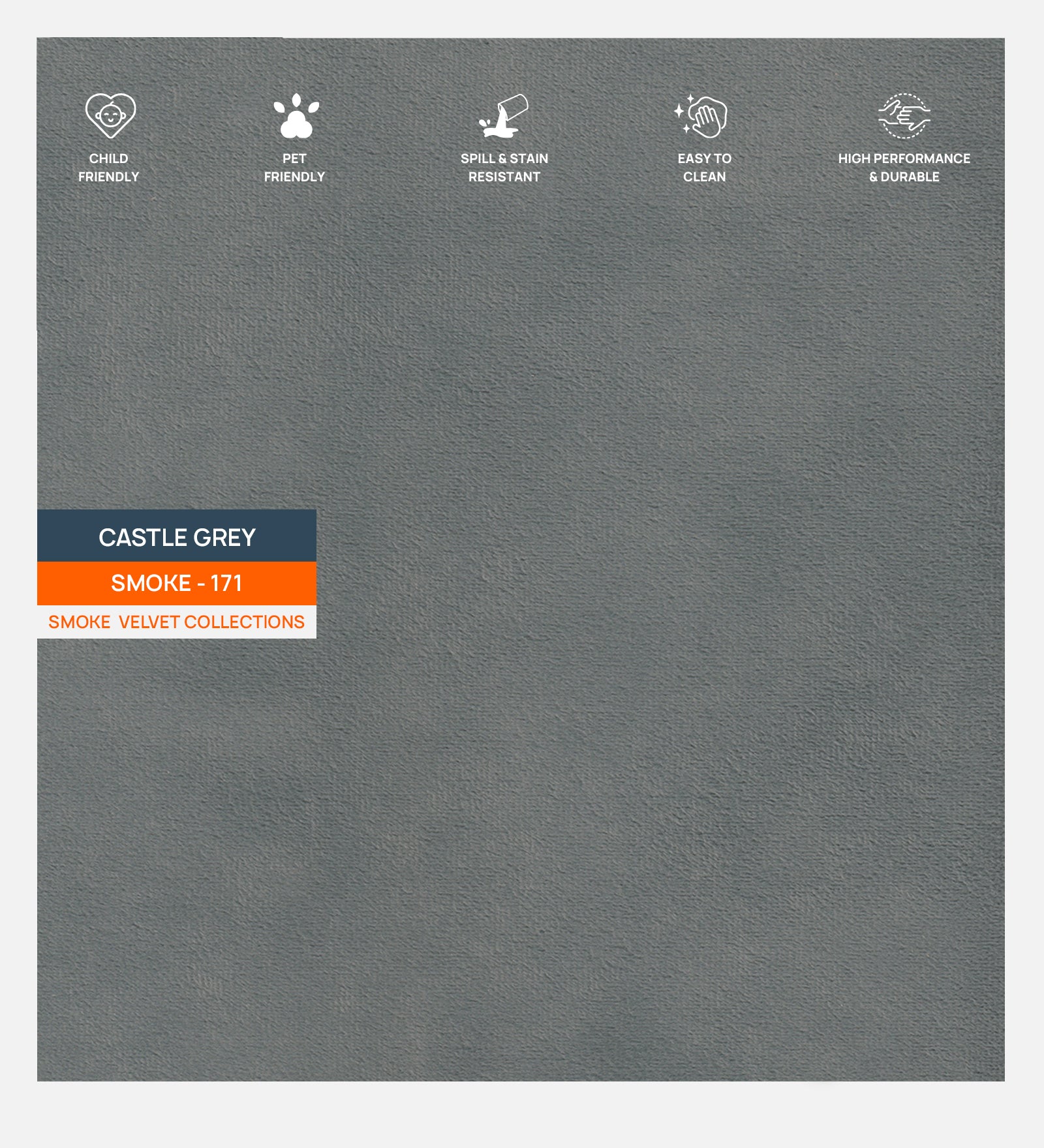 Velvet Smoke Fabric Castle Grey 171 Code