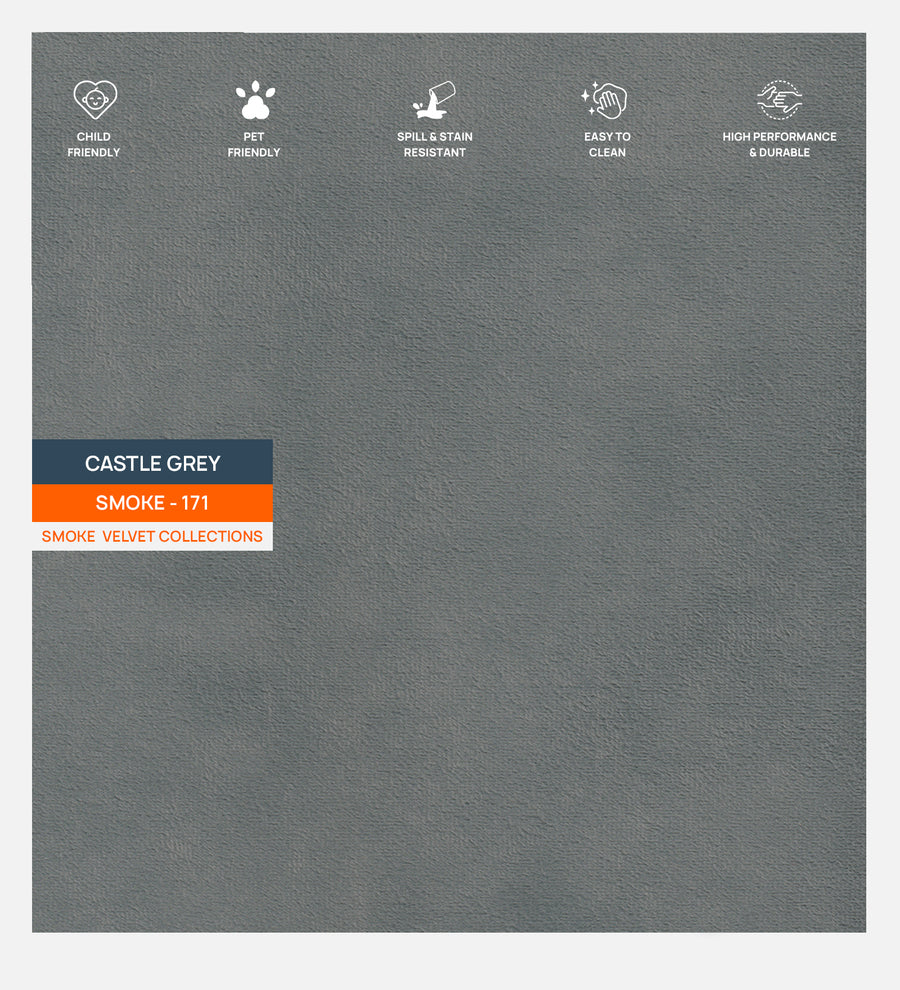 Velvet Smoke Fabric Castle Grey 171 Code by Febonic Living
