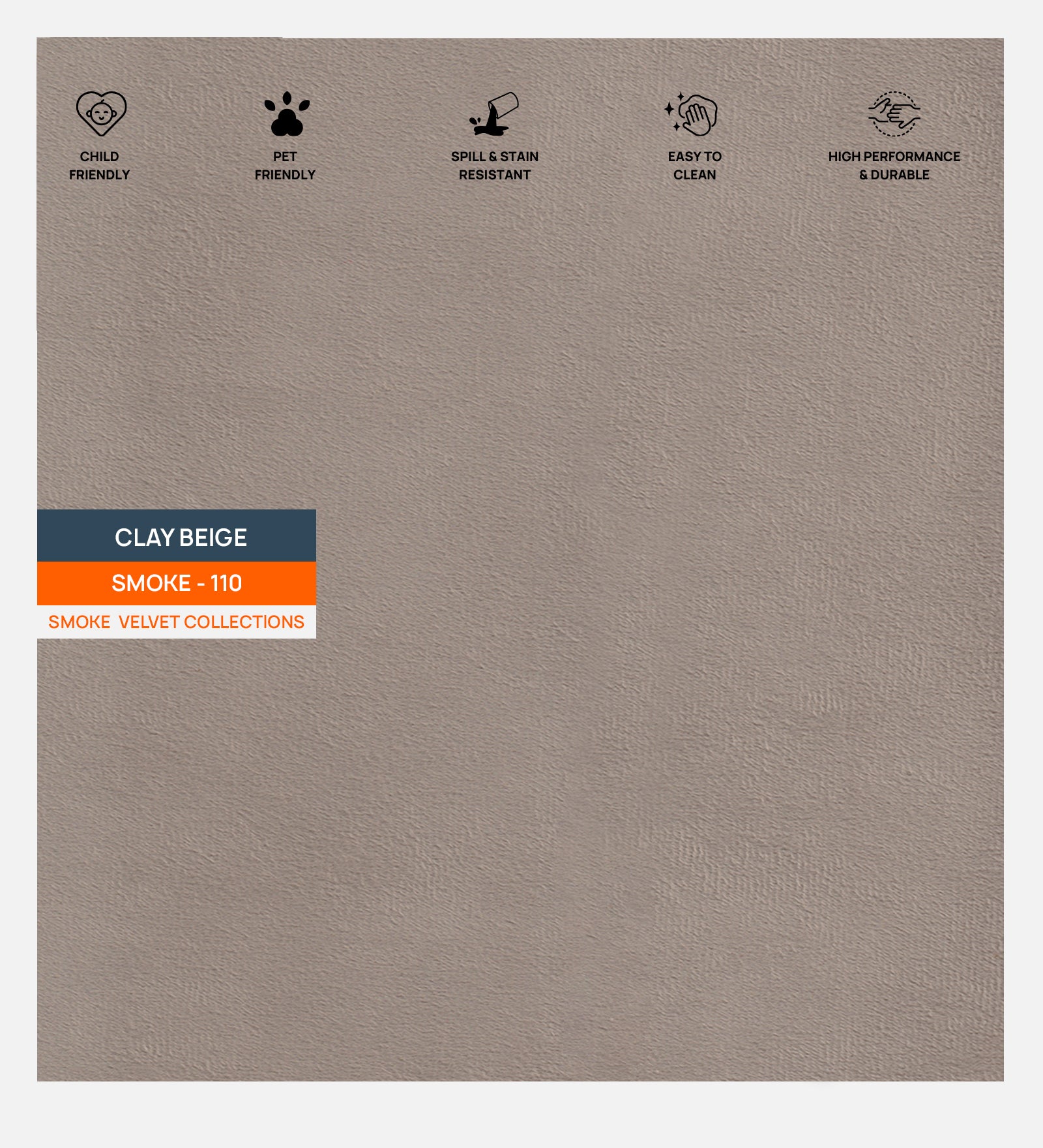 Velvet Smoke Fabric Clay Beige 110 Code